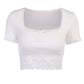 European And American Sexy Lace Stitching Sexy Short Square Neck Blouse Women
