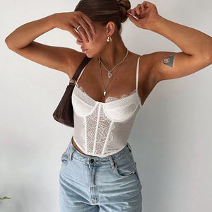 Hollow Sexy Lace Pleated Tube Top Strap Women