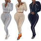 Women 2 Piece Activewear Set Long Sleeve Zip Top Leggings