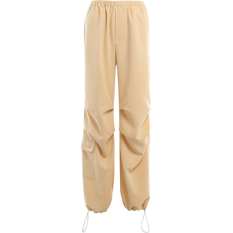 Solid Color Casual Slim-fit Commute Multi-pocket Cargo Pants Women
